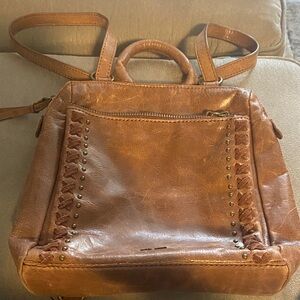 The Sak Tan Leather Backpack with Braided Detail